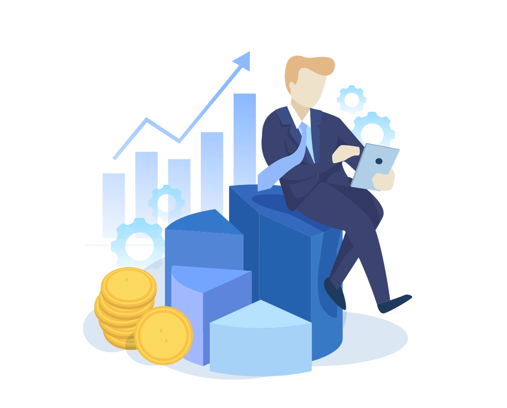 An upward-trending line graph image of a freelance business consultant in Calicut
